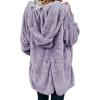 imageDokotoo Womens 2025 Winter Long Sleeve Solid Fuzzy Fleece Open Front Hooded Cardigans Jacket Coats Outerwear with PocketA Purple
