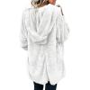 imageDokotoo Womens 2025 Winter Long Sleeve Solid Fuzzy Fleece Open Front Hooded Cardigans Jacket Coats Outerwear with PocketA White