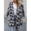 imageDokotoo Womens 2025 Winter Long Sleeve Solid Fuzzy Fleece Open Front Hooded Cardigans Jacket Coats Outerwear with PocketCamo Gray