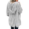 imageDokotoo Womens 2025 Winter Long Sleeve Solid Fuzzy Fleece Open Front Hooded Cardigans Jacket Coats Outerwear with PocketGrey