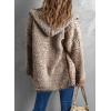 imageDokotoo Womens 2025 Winter Long Sleeve Solid Fuzzy Fleece Open Front Hooded Cardigans Jacket Coats Outerwear with PocketY Brown 2