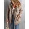 imageDokotoo Womens 2025 Winter Long Sleeve Solid Fuzzy Fleece Open Front Hooded Cardigans Jacket Coats Outerwear with PocketY Brown 2