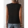 imageDokotoo Womens Casual Crewneck Sleeveless Sweaters Vest Loose Crochet Hollow Out Knit Beach Swimsuit Cover UpsBlack