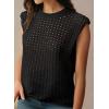 imageDokotoo Womens Casual Crewneck Sleeveless Sweaters Vest Loose Crochet Hollow Out Knit Beach Swimsuit Cover UpsBlack