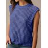 imageDokotoo Womens Casual Crewneck Sleeveless Sweaters Vest Loose Crochet Hollow Out Knit Beach Swimsuit Cover UpsDark Blue