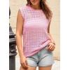 imageDokotoo Womens Casual Crewneck Sleeveless Sweaters Vest Loose Crochet Hollow Out Knit Beach Swimsuit Cover UpsPink