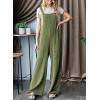 imageDokotoo Womens Casual Jumpsuits Ribbed Front Pocket Loose Overalls One Piece Sleeveless Wide Leg Long Pant RompersGreen