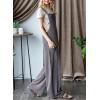 imageDokotoo Womens Casual Jumpsuits Ribbed Front Pocket Loose Overalls One Piece Sleeveless Wide Leg Long Pant RompersGrey