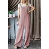 imageDokotoo Womens Casual Jumpsuits Ribbed Front Pocket Loose Overalls One Piece Sleeveless Wide Leg Long Pant RompersLight Pink