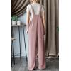 imageDokotoo Womens Casual Jumpsuits Ribbed Front Pocket Loose Overalls One Piece Sleeveless Wide Leg Long Pant RompersLight Pink