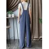 imageDokotoo Womens Casual Jumpsuits Ribbed Front Pocket Loose Overalls One Piece Sleeveless Wide Leg Long Pant RompersNavy Blue