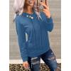 imageDokotoo Womens Casual Long Sleeve Hoodies Sweatshirts Drawstring Pullover Tunic Tops With PocketsA1 Blue