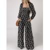 imageDokotoo Womens Casual Loose Overalls Jumpsuits One Piece Long Sleeve Printed Wide Leg Long Pant Rompers With PocketsBlack2