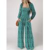 imageDokotoo Womens Casual Loose Overalls Jumpsuits One Piece Long Sleeve Printed Wide Leg Long Pant Rompers With PocketsGreen