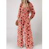 imageDokotoo Womens Casual Loose Overalls Jumpsuits One Piece Long Sleeve Printed Wide Leg Long Pant Rompers With PocketsPink 3