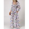 imageDokotoo Womens Casual Loose Overalls Jumpsuits One Piece Long Sleeve Printed Wide Leg Long Pant Rompers With PocketsPurple