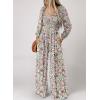 imageDokotoo Womens Casual Loose Overalls Jumpsuits One Piece Long Sleeve Printed Wide Leg Long Pant Rompers With PocketsWhite