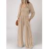 imageDokotoo Womens Casual Loose Overalls Jumpsuits One Piece Long Sleeve Wide Leg Long Pant Rompers With PocketsApricot