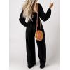 imageDokotoo Womens Casual Loose Overalls Jumpsuits One Piece Long Sleeve Wide Leg Long Pant Rompers With PocketsBlack