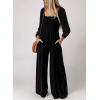 imageDokotoo Womens Casual Loose Overalls Jumpsuits One Piece Long Sleeve Wide Leg Long Pant Rompers With PocketsBlack