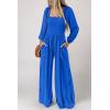 imageDokotoo Womens Casual Loose Overalls Jumpsuits One Piece Long Sleeve Wide Leg Long Pant Rompers With PocketsDark Blue