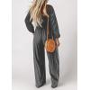 imageDokotoo Womens Casual Loose Overalls Jumpsuits One Piece Long Sleeve Wide Leg Long Pant Rompers With PocketsGray