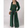 imageDokotoo Womens Casual Loose Overalls Jumpsuits One Piece Long Sleeve Wide Leg Long Pant Rompers With PocketsGreen
