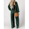imageDokotoo Womens Casual Loose Overalls Jumpsuits One Piece Long Sleeve Wide Leg Long Pant Rompers With PocketsGreen