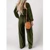 imageDokotoo Womens Casual Loose Overalls Jumpsuits One Piece Long Sleeve Wide Leg Long Pant Rompers With PocketsJungle Green