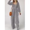 imageDokotoo Womens Casual Loose Overalls Jumpsuits One Piece Long Sleeve Wide Leg Long Pant Rompers With PocketsLight Grey