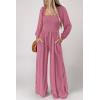 imageDokotoo Womens Casual Loose Overalls Jumpsuits One Piece Long Sleeve Wide Leg Long Pant Rompers With PocketsPeach Blossom