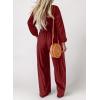 imageDokotoo Womens Casual Loose Overalls Jumpsuits One Piece Long Sleeve Wide Leg Long Pant Rompers With PocketsRed