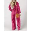imageDokotoo Womens Casual Loose Overalls Jumpsuits One Piece Long Sleeve Wide Leg Long Pant Rompers With PocketsStrawberry Pink