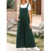 imageDokotoo Womens Casual Loose Overalls Jumpsuits One Piece Sleeveless Wide Leg Long Pant Rompers With PocketsBlackish Green