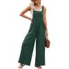 imageDokotoo Womens Casual Loose Overalls Jumpsuits One Piece Sleeveless Wide Leg Long Pant Rompers With PocketsBlackish Green