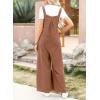 imageDokotoo Womens Casual Loose Overalls Jumpsuits One Piece Sleeveless Wide Leg Long Pant Rompers With PocketsChestnut