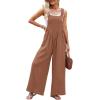 imageDokotoo Womens Casual Loose Overalls Jumpsuits One Piece Sleeveless Wide Leg Long Pant Rompers With PocketsChestnut