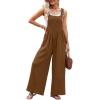 imageDokotoo Womens Casual Loose Overalls Jumpsuits One Piece Sleeveless Wide Leg Long Pant Rompers With PocketsCoffee