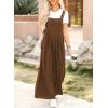 imageDokotoo Womens Casual Loose Overalls Jumpsuits One Piece Sleeveless Wide Leg Long Pant Rompers With PocketsCoffee