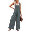 imageDokotoo Womens Casual Loose Overalls Jumpsuits One Piece Sleeveless Wide Leg Long Pant Rompers With PocketsDark Grey