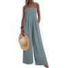 imageDokotoo Womens Casual Loose Overalls Jumpsuits One Piece Sleeveless Wide Leg Long Pant Rompers With PocketsDusk Blue