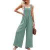 imageDokotoo Womens Casual Loose Overalls Jumpsuits One Piece Sleeveless Wide Leg Long Pant Rompers With PocketsGreen Bay