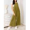 imageDokotoo Womens Casual Loose Overalls Jumpsuits One Piece Sleeveless Wide Leg Long Pant Rompers With PocketsGuacamole Green