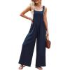 imageDokotoo Womens Casual Loose Overalls Jumpsuits One Piece Sleeveless Wide Leg Long Pant Rompers With PocketsNavy Blue