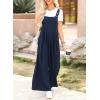 imageDokotoo Womens Casual Loose Overalls Jumpsuits One Piece Sleeveless Wide Leg Long Pant Rompers With PocketsNavy Blue