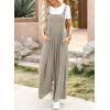 imageDokotoo Womens Casual Loose Overalls Jumpsuits One Piece Sleeveless Wide Leg Long Pant Rompers With PocketsParchment