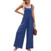 imageDokotoo Womens Casual Loose Overalls Jumpsuits One Piece Sleeveless Wide Leg Long Pant Rompers With PocketsReal Teal