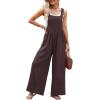 imageDokotoo Womens Casual Loose Overalls Jumpsuits One Piece Sleeveless Wide Leg Long Pant Rompers With PocketsRed Sandalwood