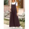imageDokotoo Womens Casual Loose Overalls Jumpsuits One Piece Sleeveless Wide Leg Long Pant Rompers With PocketsRed Sandalwood