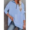 imageDokotoo Womens Casual Oversized Half Zip Sweatshirts Long Sleeve Solid Color Pullover Jackets with PocketsBeau Blue